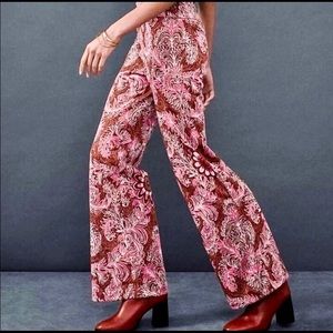 NWT Maeve Anthropologie Maria Jacquard Flare Pants